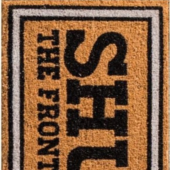 Shut The Front Door Natural Coconut Fibre Coir Doormat Tan & Black 15.7" x 27.6" - Picture 4 of 5